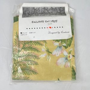 Contessa Balloon Valance Yellow Tropical Floral Beach House‎ Decor 72" x 15" NEW